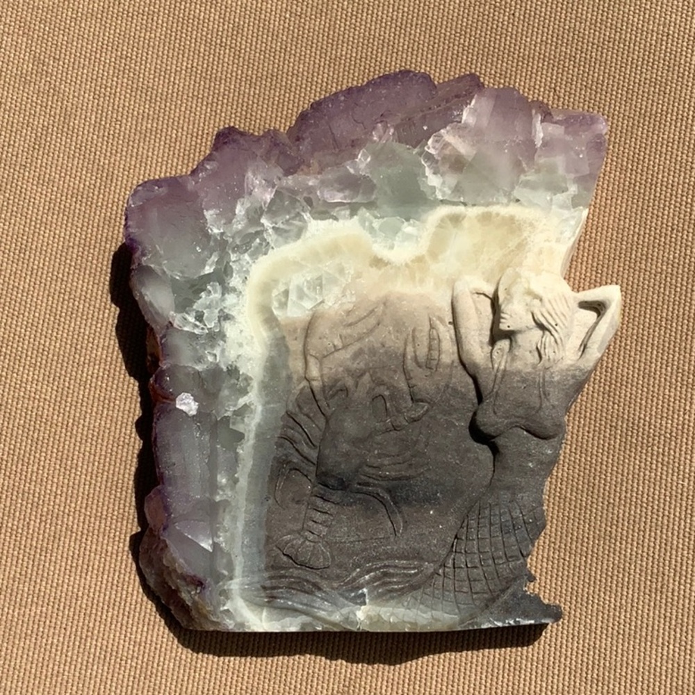 FLUORITE HAND CARVED MERMAID